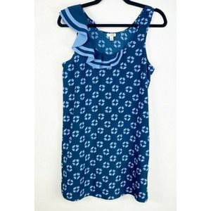 Anthro Odille Ruffled Geometric Shift Dress Sz 4